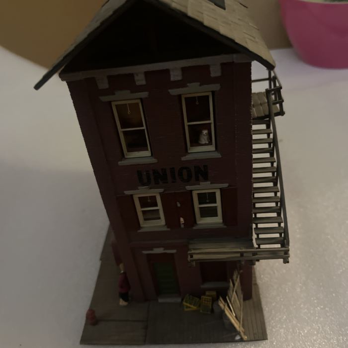 Union Hotel Hand Made Wood OOAK Artisan Dollhouse Built Decorated Railroad