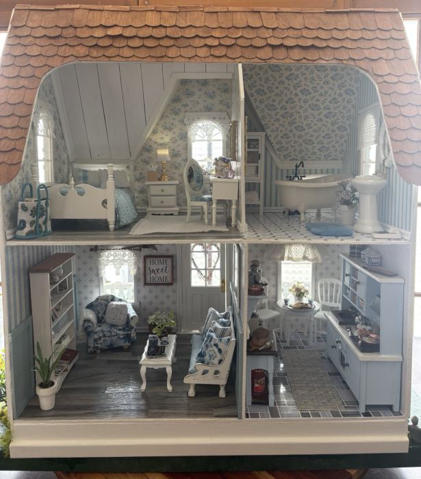 Custom Handmade Cottage Style 1/12 Scale Dollhouse