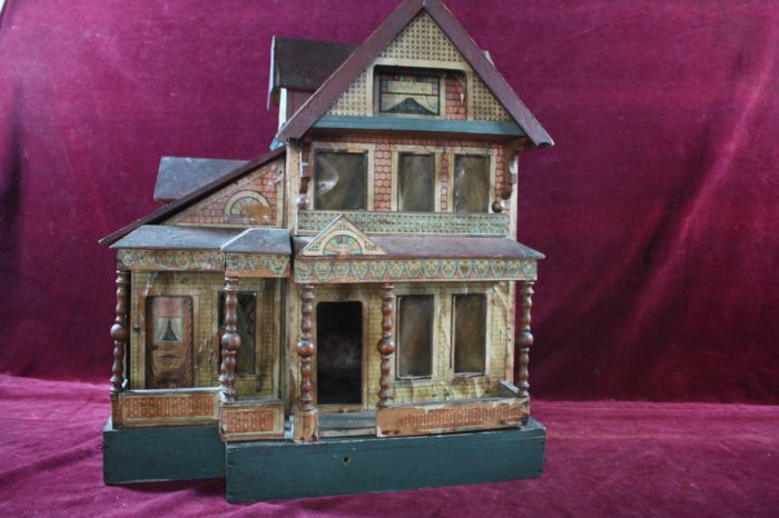 ** ANTIQUE BLISS VICTORIAN DOLL HOUSE EARLY ALL ORIGINAL SURVIVOR 1870 - 1900 **