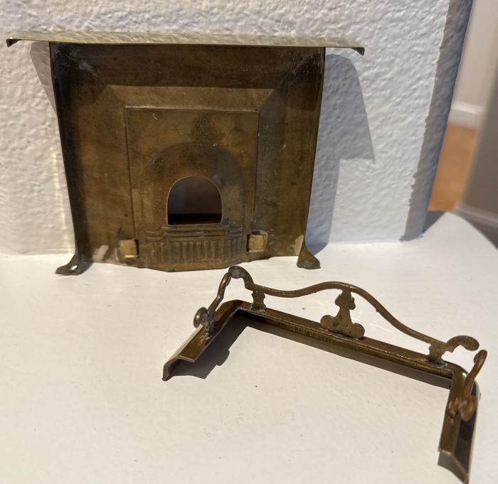 Antique English Miniature Victorian brass doll house Fireplace set