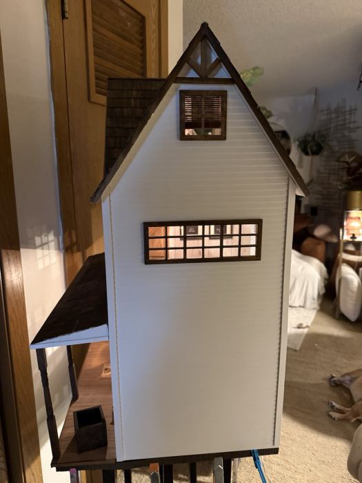1:12 customized Vermont Farmhouse Jr Dollhouse Furnished w/ Lights 