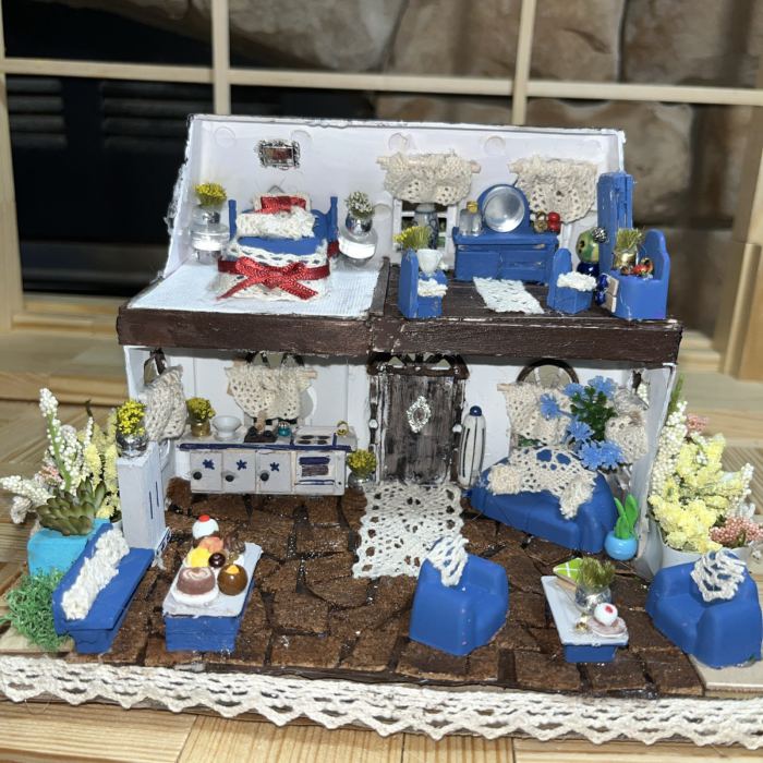 Dollhouse Fully Furnished And Decorated OOAK handcrafted
