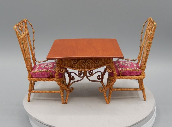 IGMA Rhea Strange OOAK Wicker Dining Table Artisan Dollhouse Miniature 1:12
