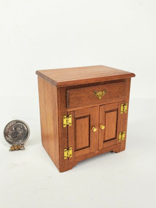 Vintage IGMA Artisan Side Table Cabinet w Drawer 1:12 Dollhouse Miniature Signed
