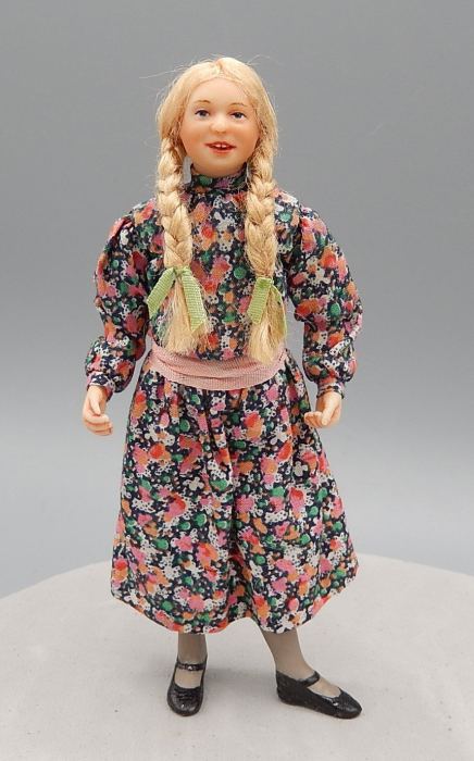 OOAK Hand Sculpted Little Girl w Braids Doll Artisan Dollhouse Miniature 1:12