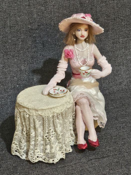OOAK Miniature 1:12th scale Dollhouse Woman Lady Doll Artist Hand Sculpted