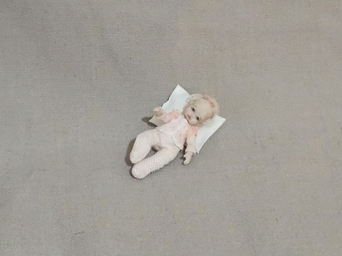 1:12 OOAK Dollhouse Miniature Baby Doll Artist Handmade Sculpt