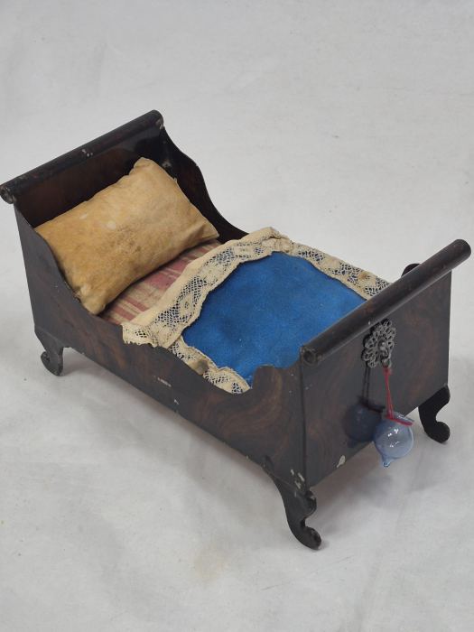 Antique 7"L Day Bed Metal Dollhouse Furniture Rock & Graner Germany c19th 1:12
