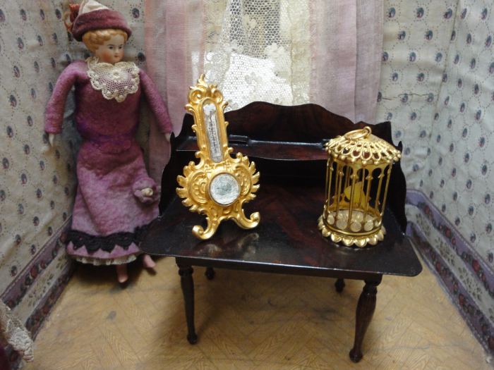 Antique dollhouse furniture Rock & Graner c1890 tin toy for antique doll house