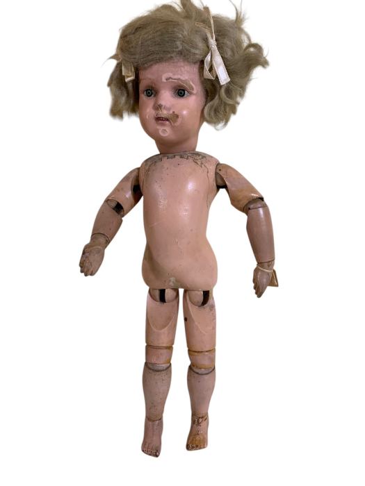 Antique Wood Carved RARE Jointed Schoenhut Doll+Clothing Garments LARGE