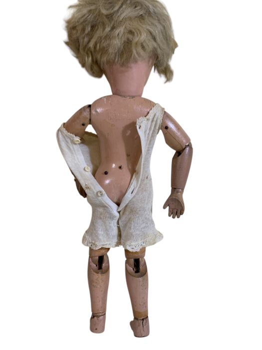 Antique Wood Carved RARE Jointed Schoenhut Doll+Clothing Garments LARGE