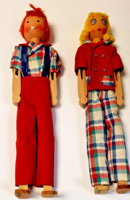 Schoenhut The Pinn Family Dolls HARRY & CLO patented  Wood Craft Studios-NOS