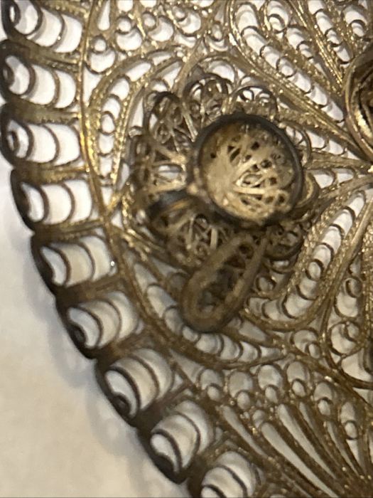 Filigree  Sterling Silver Doll House Miniature Tea Set consisting of 6 pieces